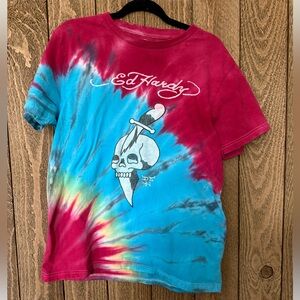 Ed Hardy Women's Tie Dye T-Shirt Skull & Knife~ Medium